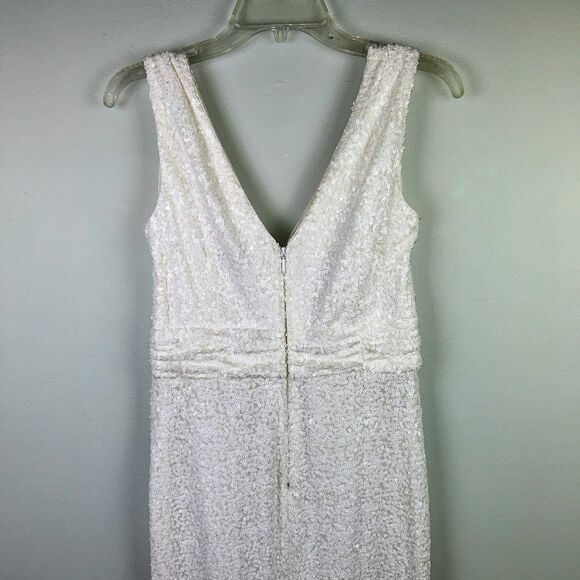 NWT Badgley Mischka Belle Bridal Gown Formal Wedding Dress White Sequins 6 NEW - Picture 8 of 16